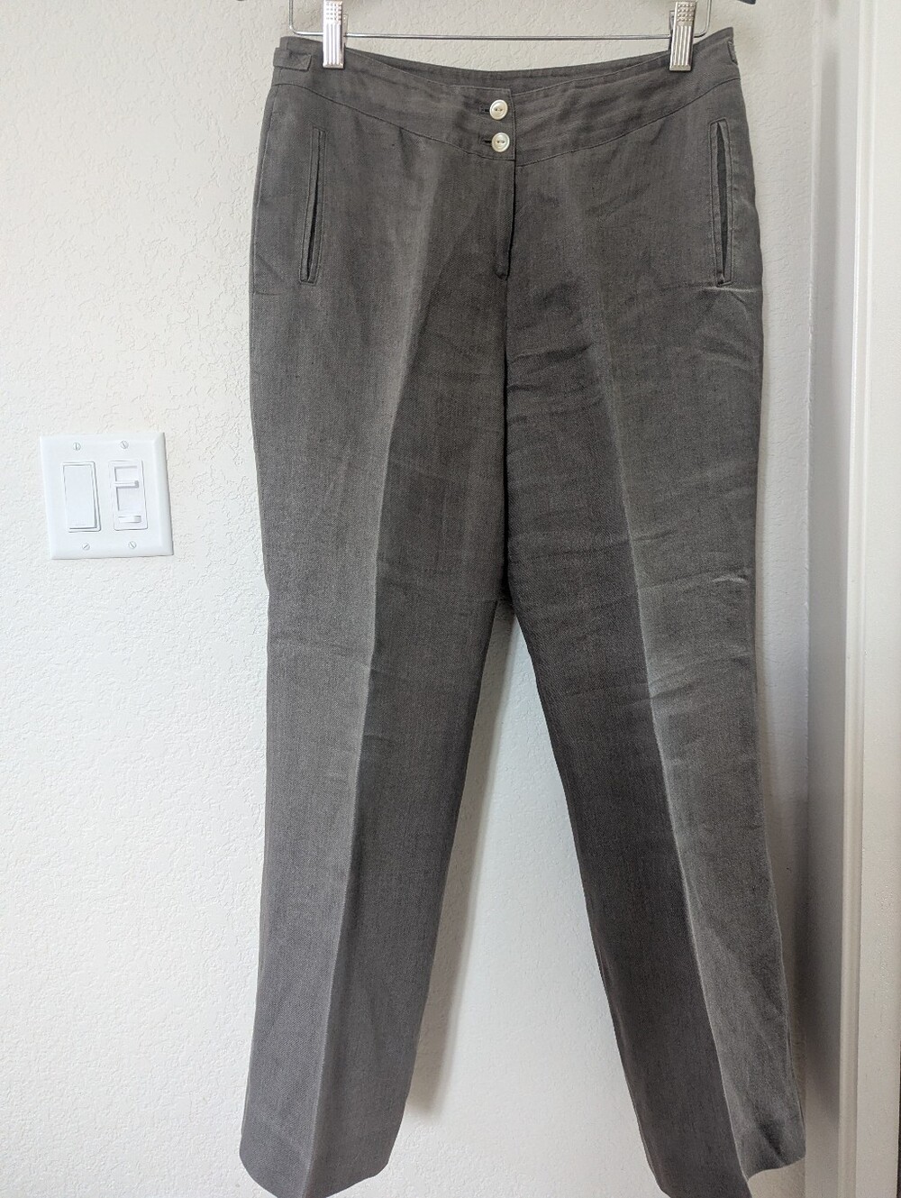 J. Jill Olive-Gray Straight Leg Ladies Linen Pants